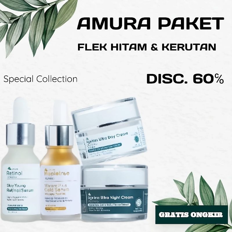Jual PROMO PAKET 4IN1 AMURA SKINCARE ( DAY & NIGHT CREAM, GOLD