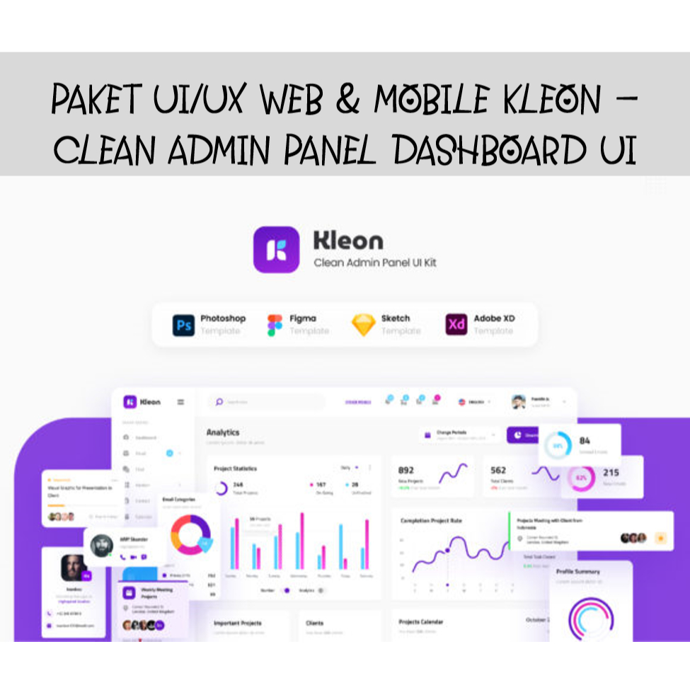 Jual Paket UI/UX Web & Mobile Kleon - Clean Admin Panel Dashboard UI ...