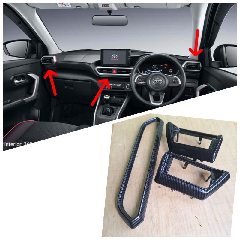 Jual LIS PANEL KISI AC DASBOARD TOYOTA RAIZE DAIHATSU ROCKY CARBON ...