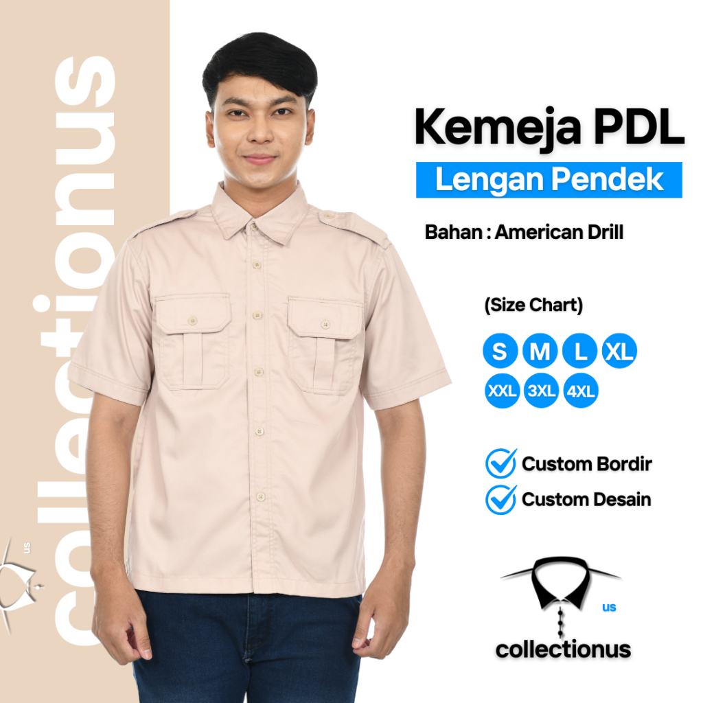 Jual Baju Kemeja PDL Cream Lengan Pendek Seragam Kerja Dinas Lapangan ...