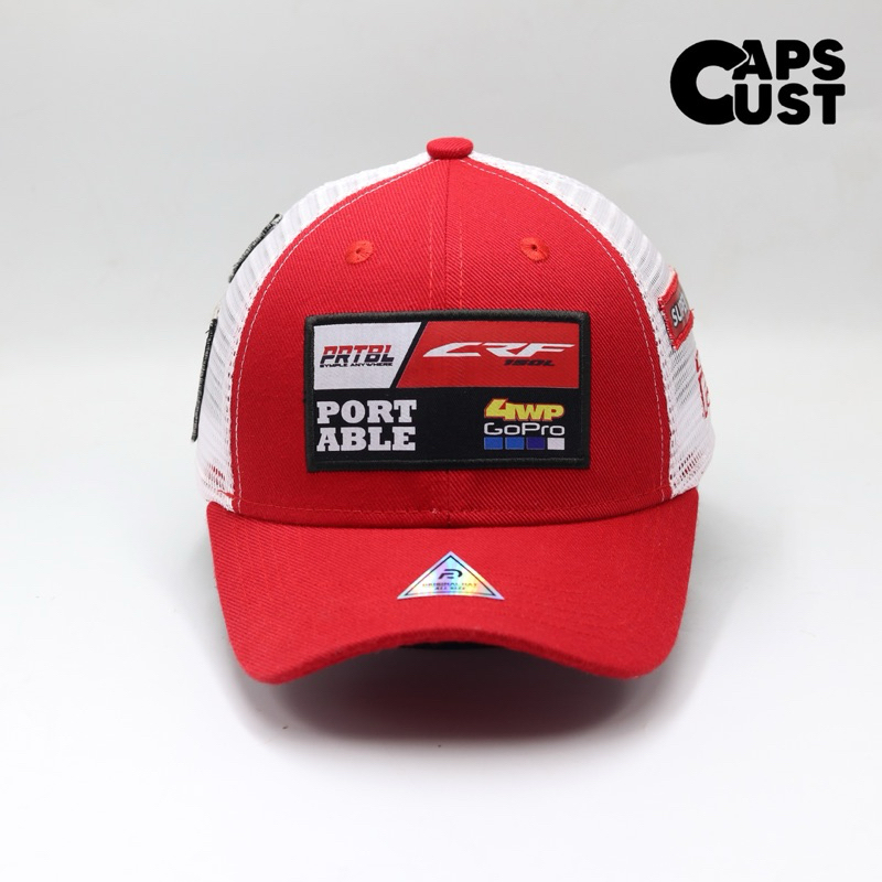 Jual CAPS - TOPI BASEBALL RACING PREMIUM RED & WHITE | Shopee Indonesia