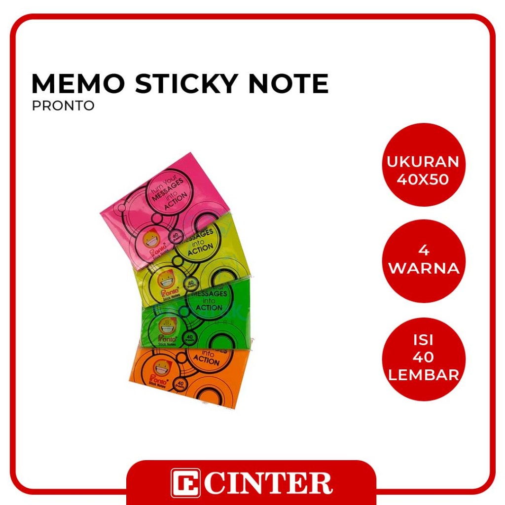 Jual PRONTO - MEMO / STICKY NOTE / KERTAS TEMPEL SN FLUORESCENT UKURAN ...