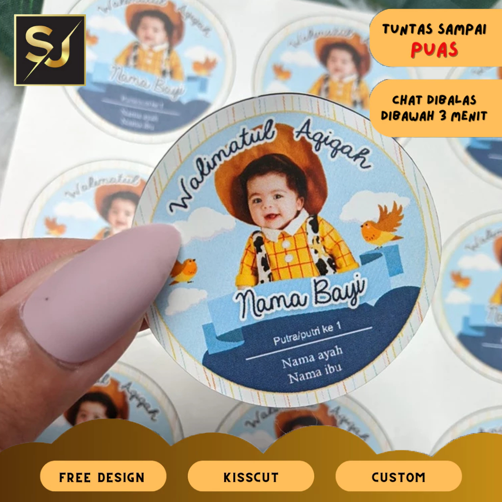 Jual 2-4 Stiker Label Tasyakuran Aqiqah Anak Bayi Sangjaya Sticker Nama ...