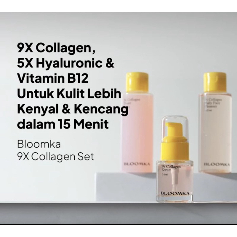 Jual bloomka Collagen 9x Collagen SET ( Cleanser,serum,Toner ) | Shopee ...
