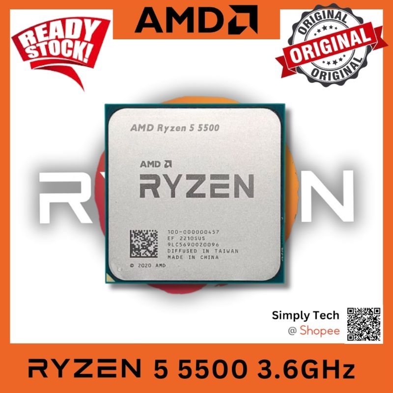 Processor AMD Ryzen 5500 Tray R5 Socket AM4 Core 12 Thread Baru  Garansi Tahun CPU PC