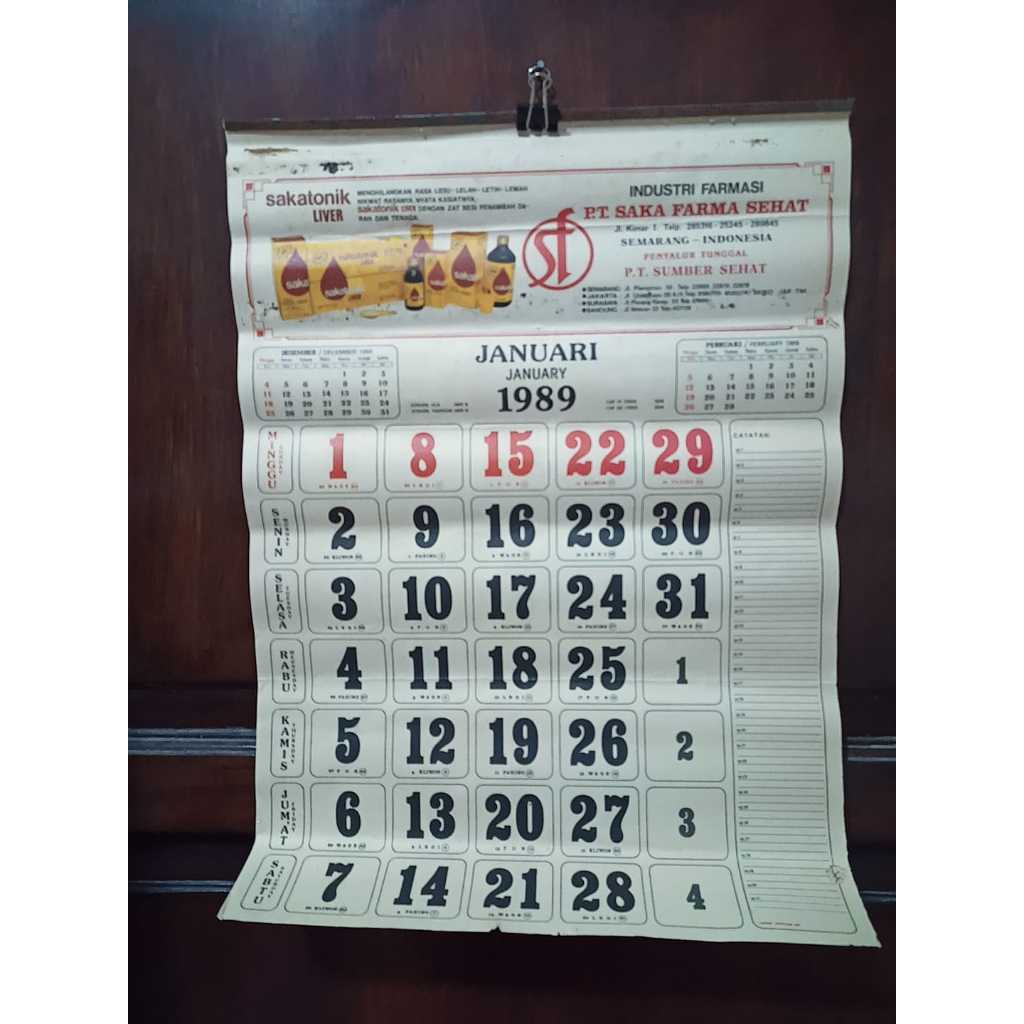 Jual Koleksi Langka Jadul Lawas Kalender Tahun 1989 Sakatonik Shopee