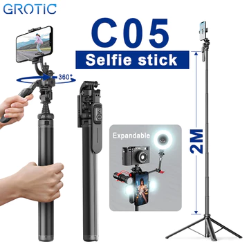 GROTIC Tripod HP Kamera Tongsis Monopod Portable 153cm With Remote Bluetooth And Screw Mount 1