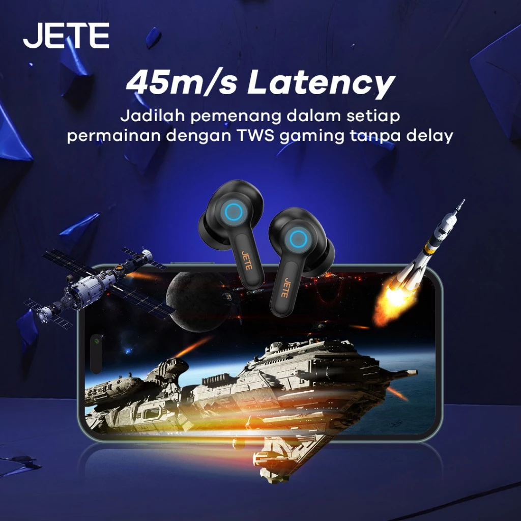 TWS Gaming JETE TG101 with RGB ENC 4 Mic 45m/s Low Latency - Garansi 2 Tahun