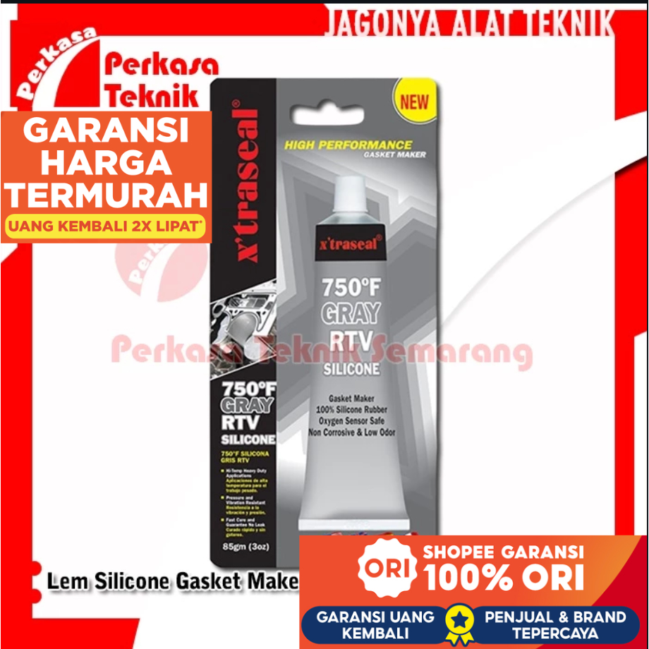 Jual Lem Silicone Gasket Maker XTRASEAL RTV GREY 750°F Silikon Sealant ...