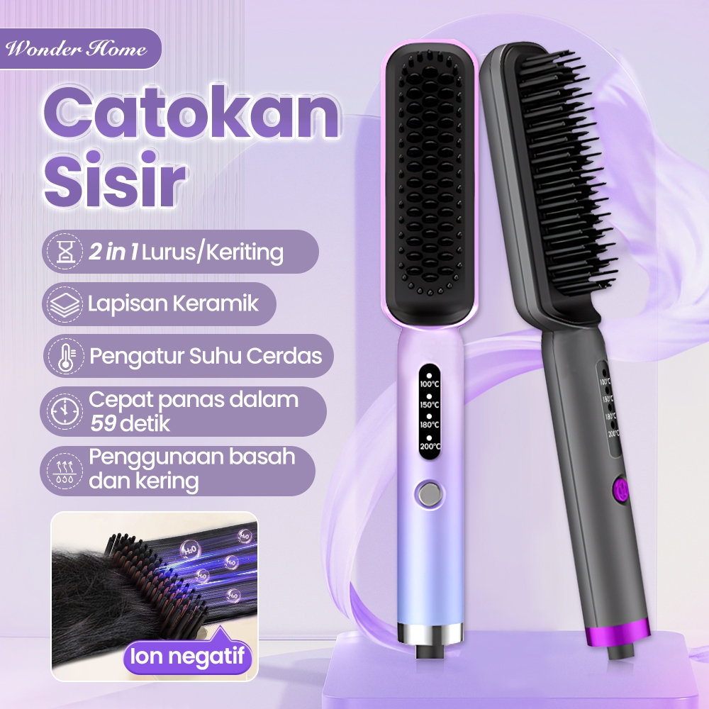 Jual Catok Sisir Pelurus Rambut 2 in 1 Lurus / Keriting Ion Negatif ...