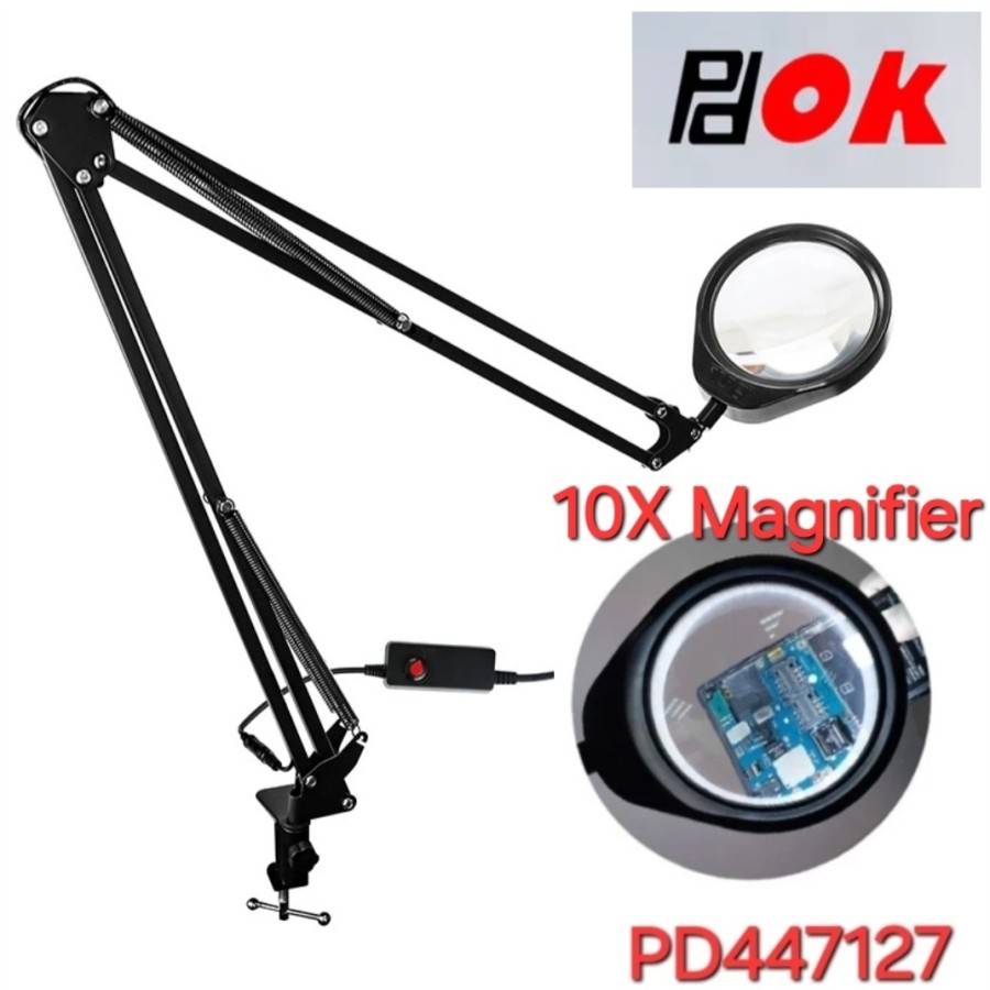 Jual PDOK PD447127 10X Magnifier with LED Lamp Magnifying Glass 48 LED ...