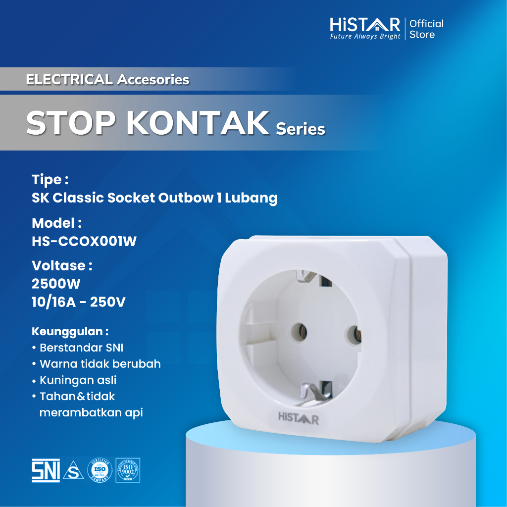 Jual HiSTAR Stop Kontak Dinding CCOX001W Classic Socket Outbow | Shopee ...