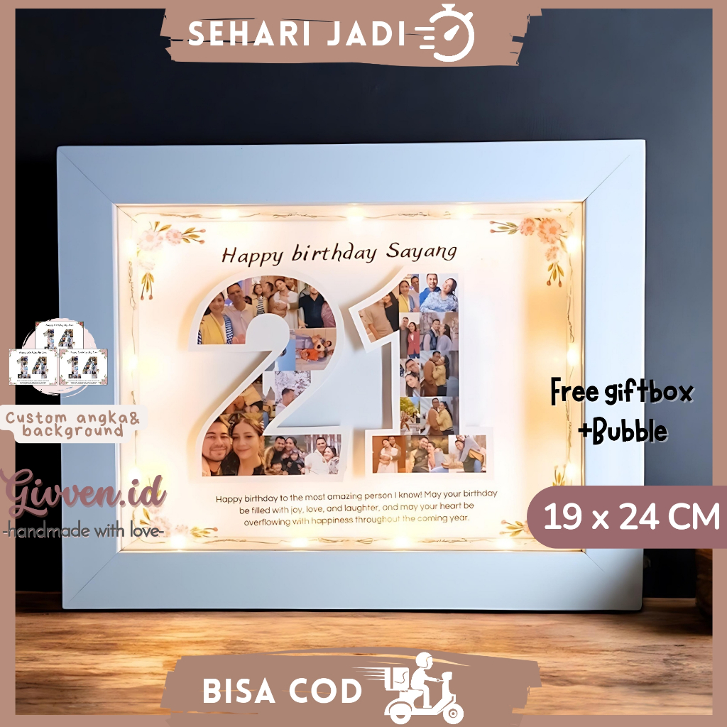 Jual Frame 3D Model Angka Ukuran 6R kado ulang tahun, bingkai foto ...