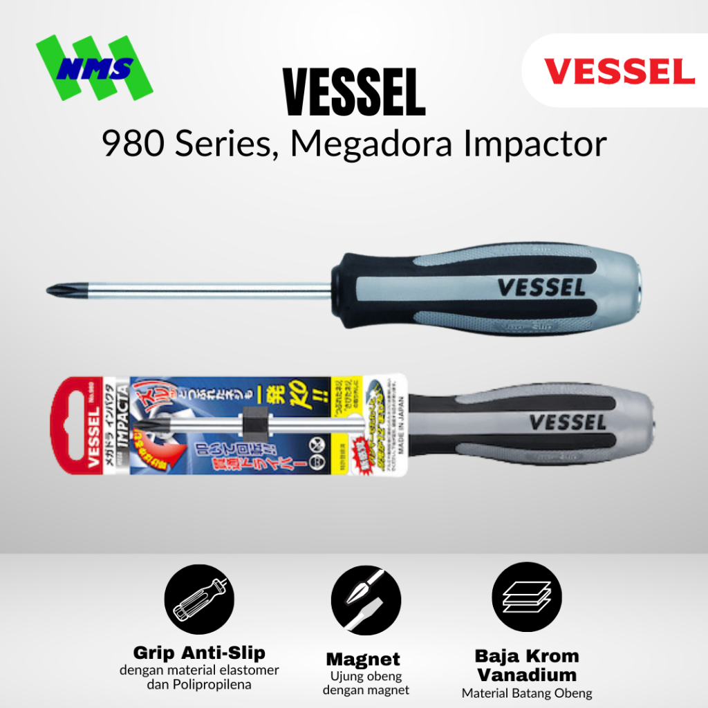 Jual Obeng Bobok Plus VESSEL 980 Megadora Impactor | Shopee Indonesia