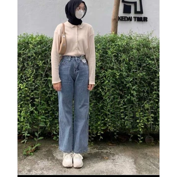 Celana Higwaist Kulot Jeans Wanita. Kulot Jeans Highwaist Wanita