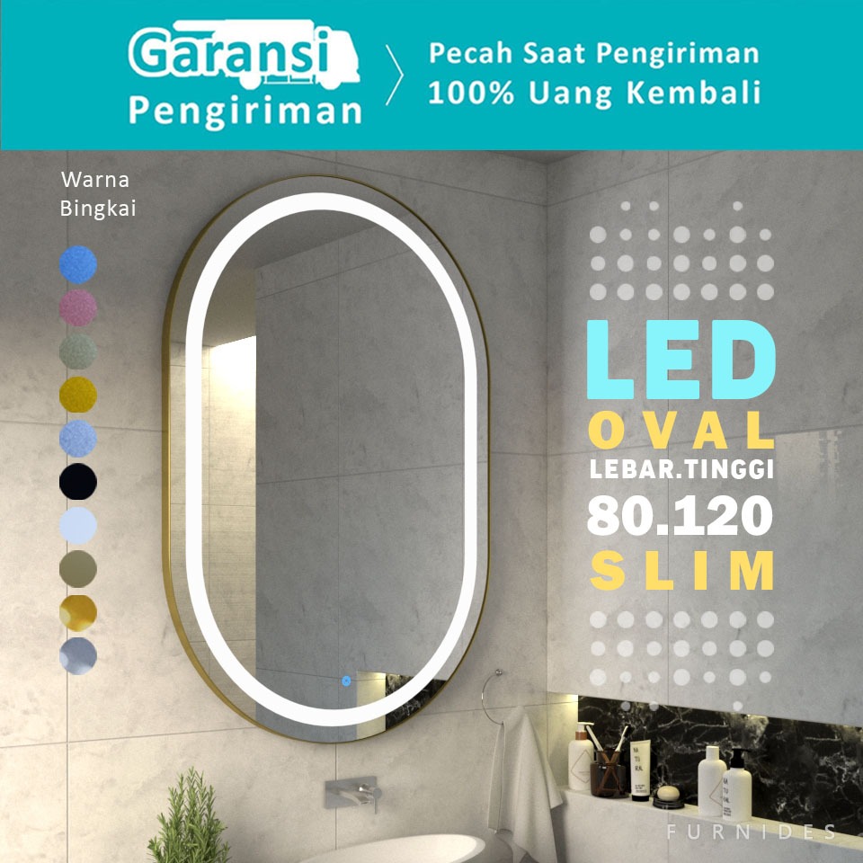 Jual Cermin Rias LED Oval 80x120 Dengan Frame Slim | Shopee Indonesia