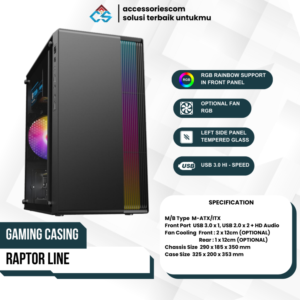 Jual Casing Gaming RAPTOR LINE - Gaming Casing LED Strip | Shopee Indonesia
