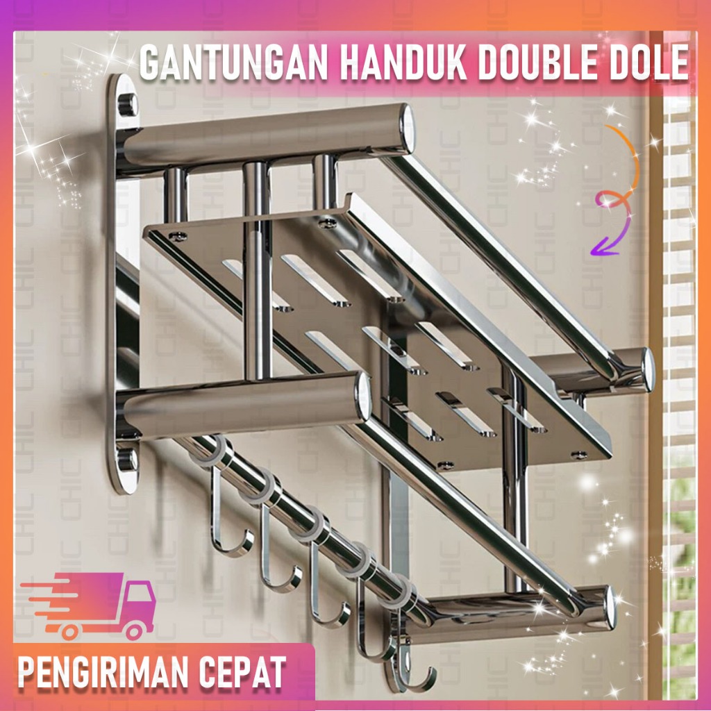 Rak Kamar Mandi Dinding/Rak Handuk Gantungan Dinding Stainle