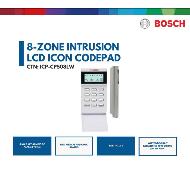 Jual Bosch ICP-CP508LW - 8 Zone Intrusion LCD Icon Codepad | Shopee ...