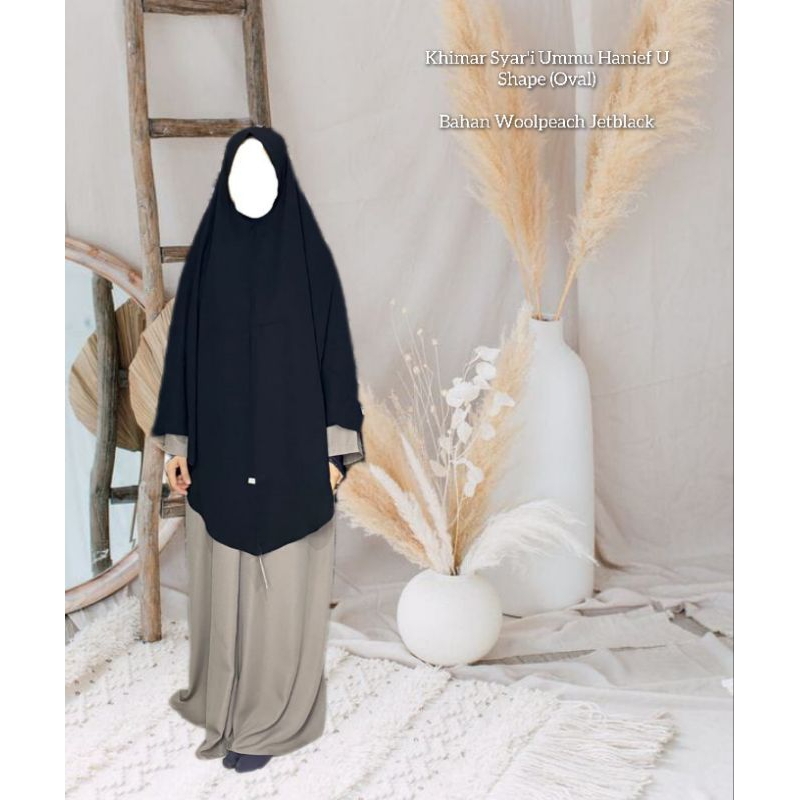 Jual Khimar Syar'i Ummu Hanief (Oval) U Shape - Jetblack Leuwitex ...