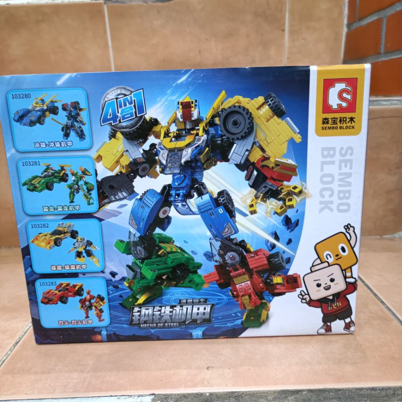 Jual mainan balok susun edukasi brick sembo robot mecha mecha of steel ...
