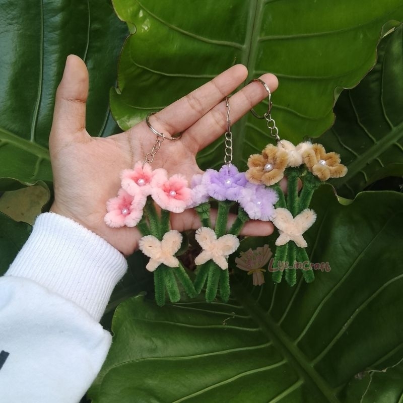 Jual Gantungan Kunci Keychain Kawat Bulu Pipe Cleaner Bunga Sakura ...