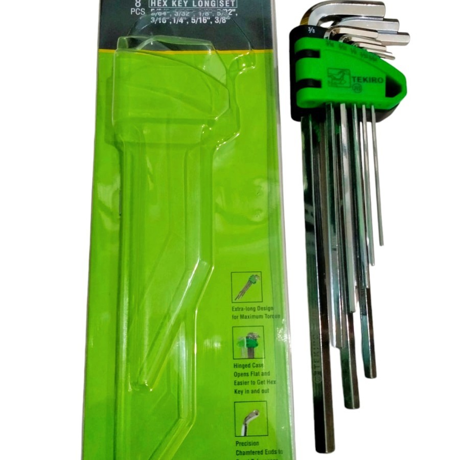 Jual TEKIRO KUNCI L INCI SET METRIK PANJANG 8PCS / KUNCI L INCHI 3/8 ...