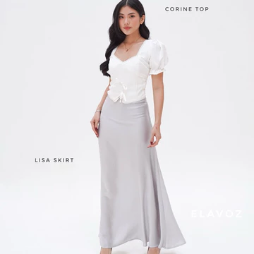 ELAVOZ Lisa Silk Long Skirt Bawahan Wanita Rok Wanita Rok Satin