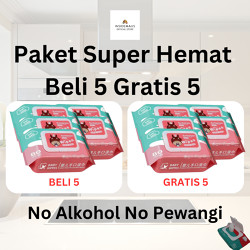 10 Bungkus - Tisu Basah Non Alkohol & Parfum Bersih Minyak & Noda, Aman untuk Mulut & Tangan Promo