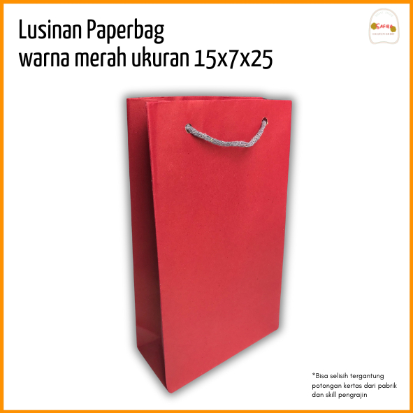 Jual [LUSINAN] PAPER BAG HATARI MERAH POLOS UKURAN 15x7x25 UNTUK WAFER ...