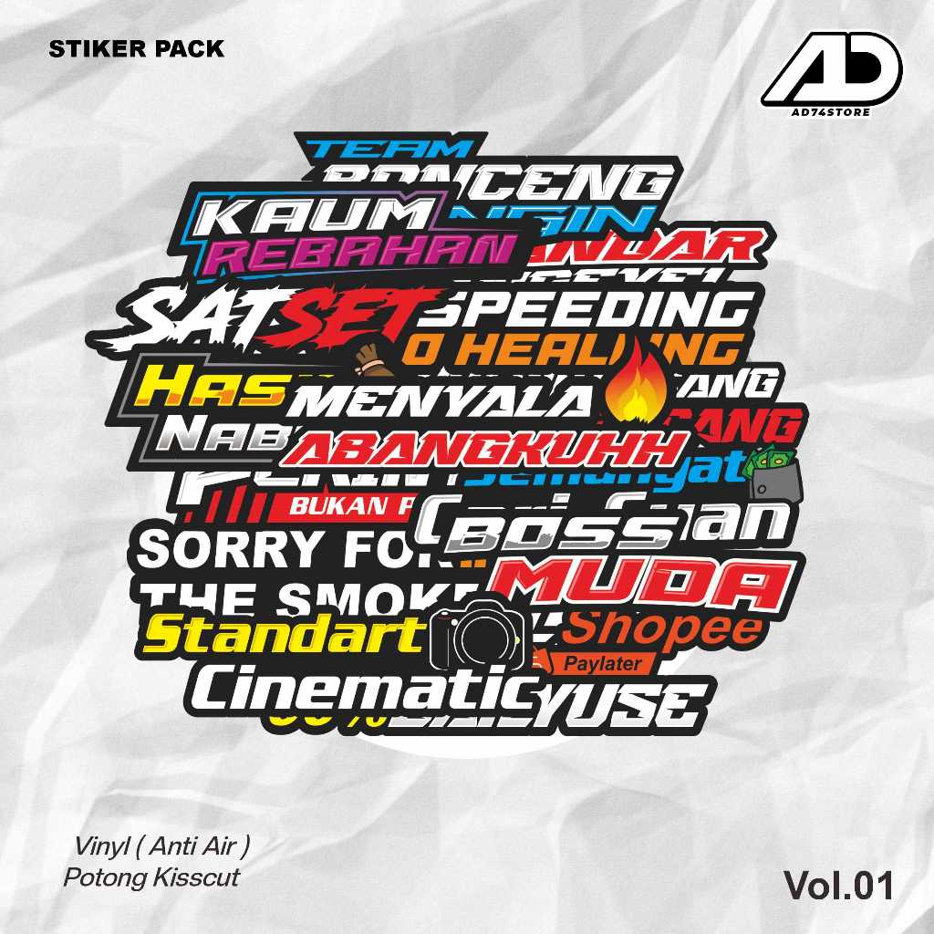 Jual Stiker Pack Racing kata-kata vol 1,stiker helm stiker motor ...
