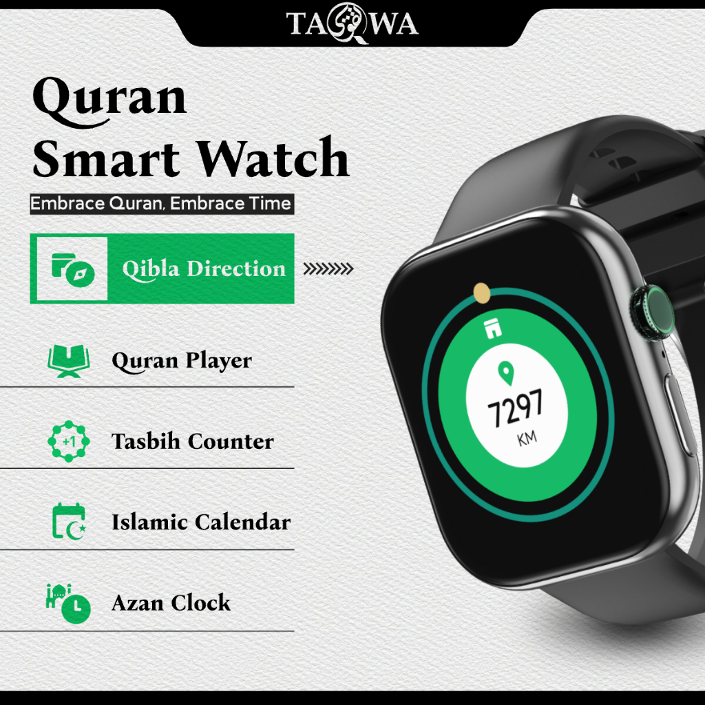 Jual TAQWA quran smartwatch Kiblat Kalender Hijriah Waktu Shalat