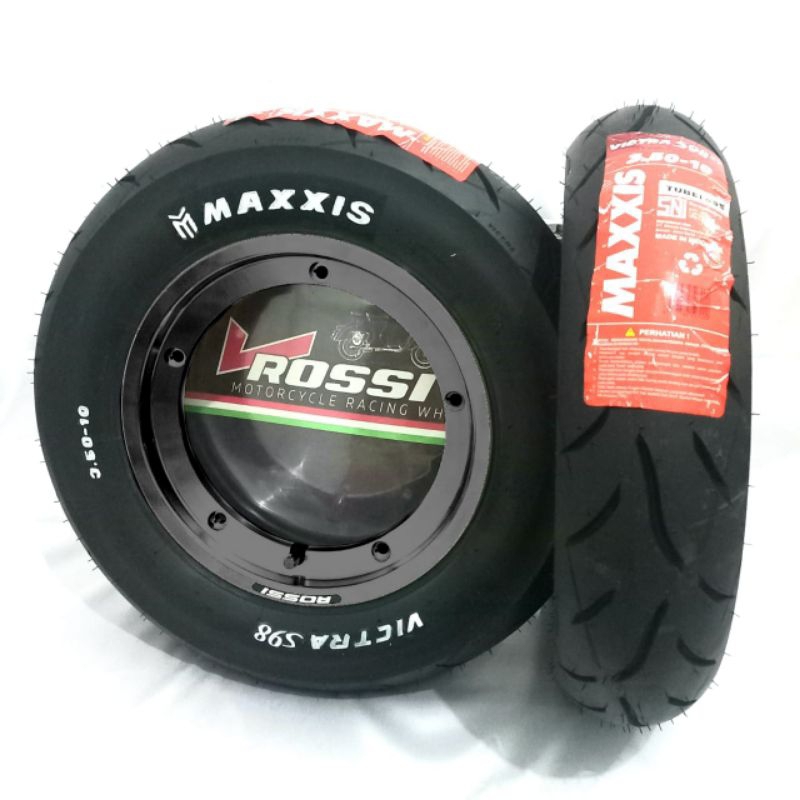 Jual Paket Velg Vr Rossi Ban Maxxis S Vespa Aluminium Tubeless R Victra Polish Black Product