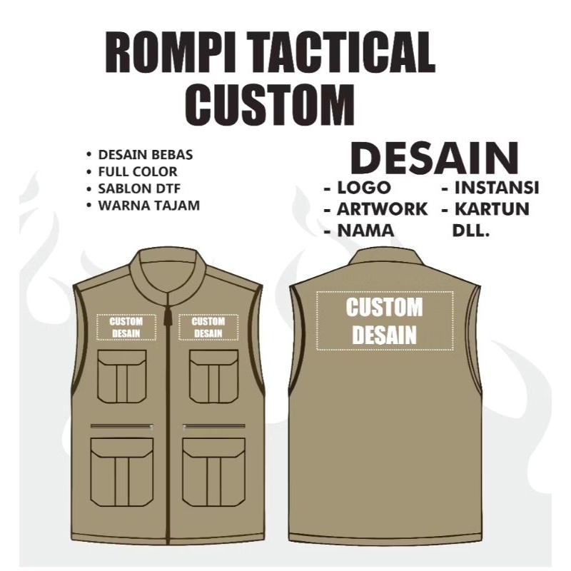 Jual Rompi CUSTOM BORDIR LOGO & NAMA Dewasa Puring Jaring VEST DEWASA ...