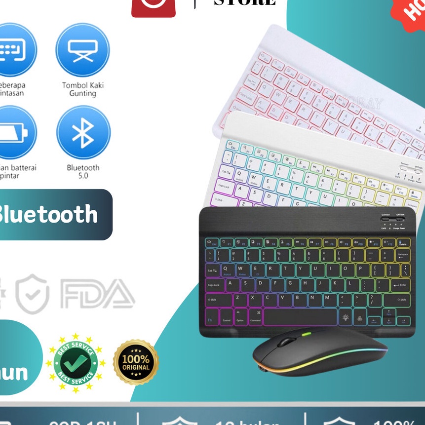 Jual berkualitas 1 Inch Backlit Wireless Bluetooth Keyboard And Mouse ...