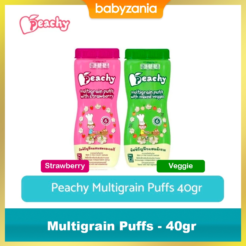 Jual Peachy Multigrain Puffs Strawberry / Veggie - 40gr | Shopee Indonesia