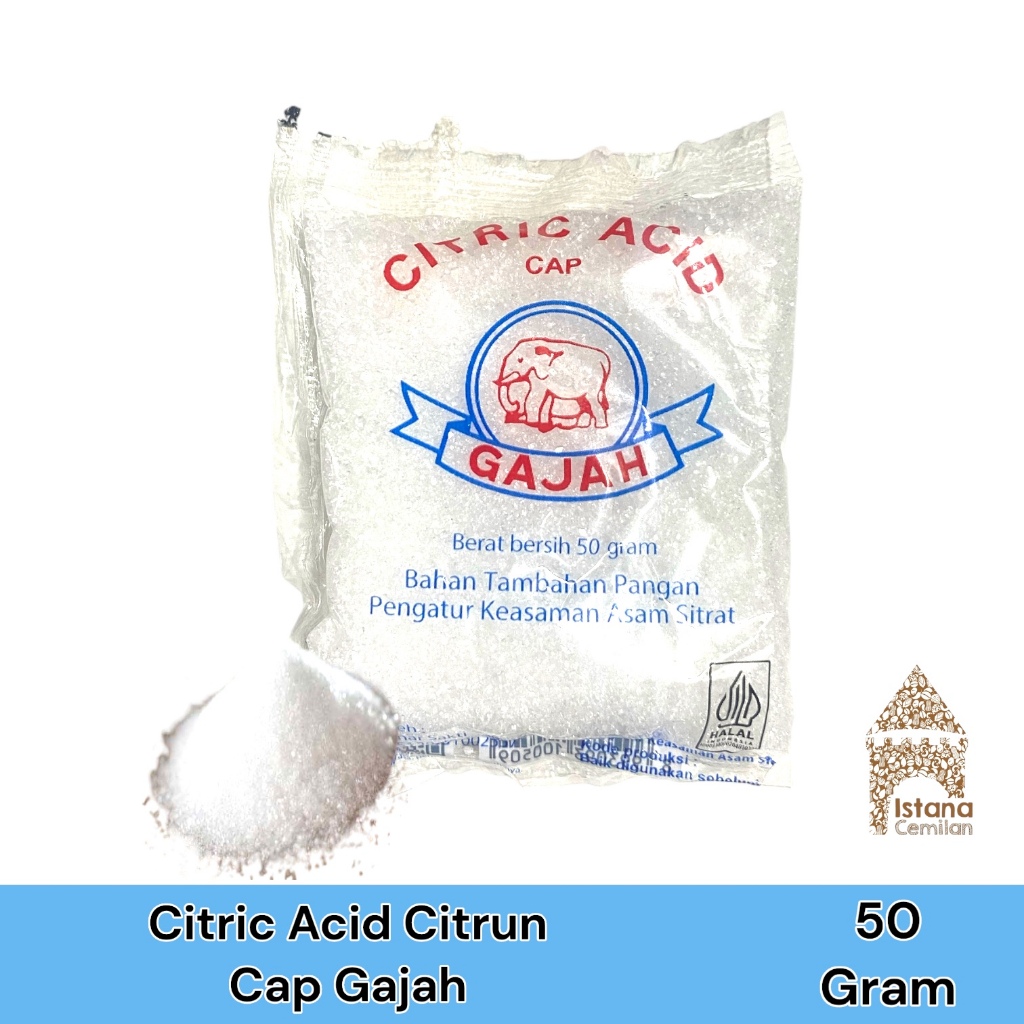 Jual Citric Acid Cap Gajah | Sitrun | Citrun 50 gram | Tambahan Pangan ...