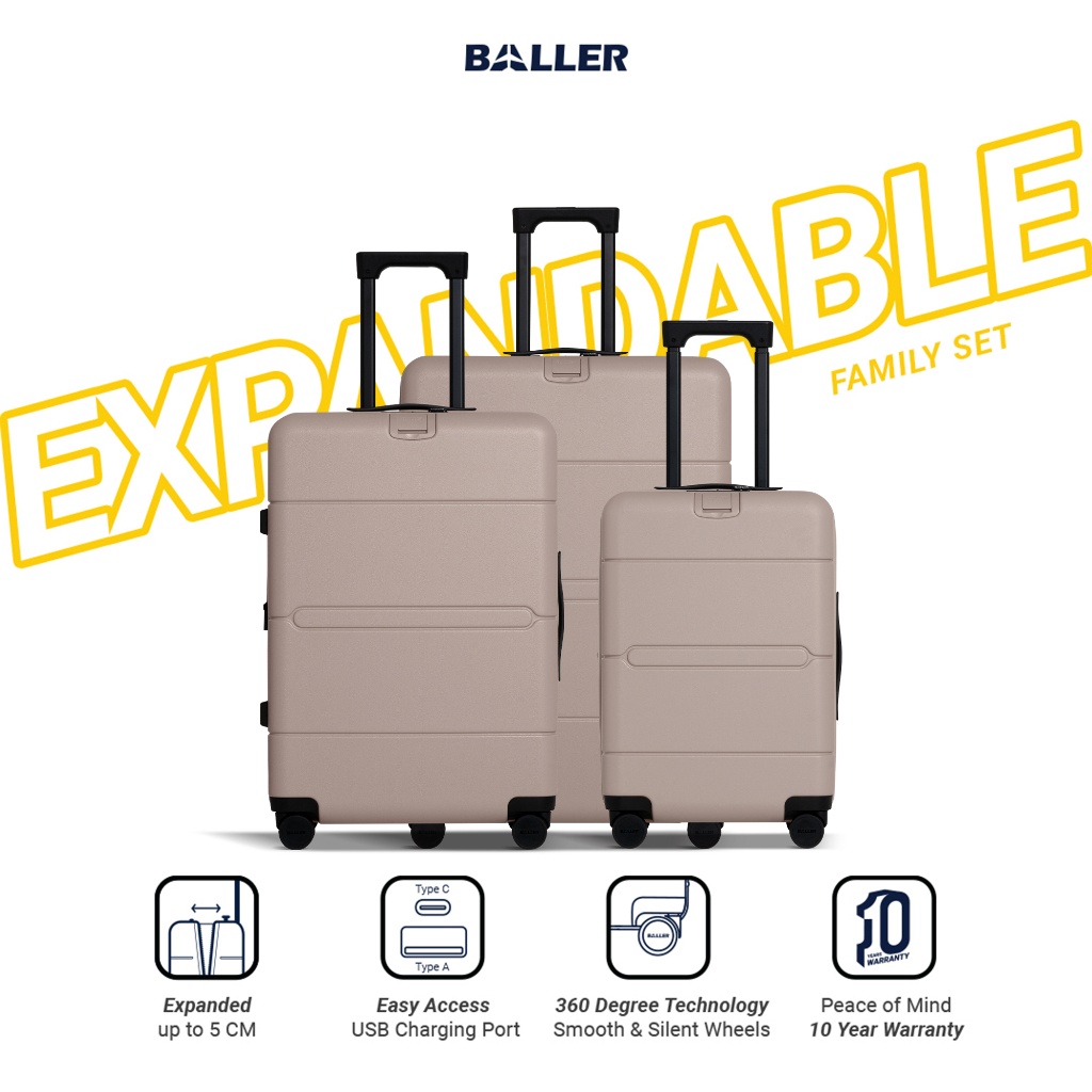 Jual Baller Koper Expandable Polycarbonate Zipper Family Set - Matte ...