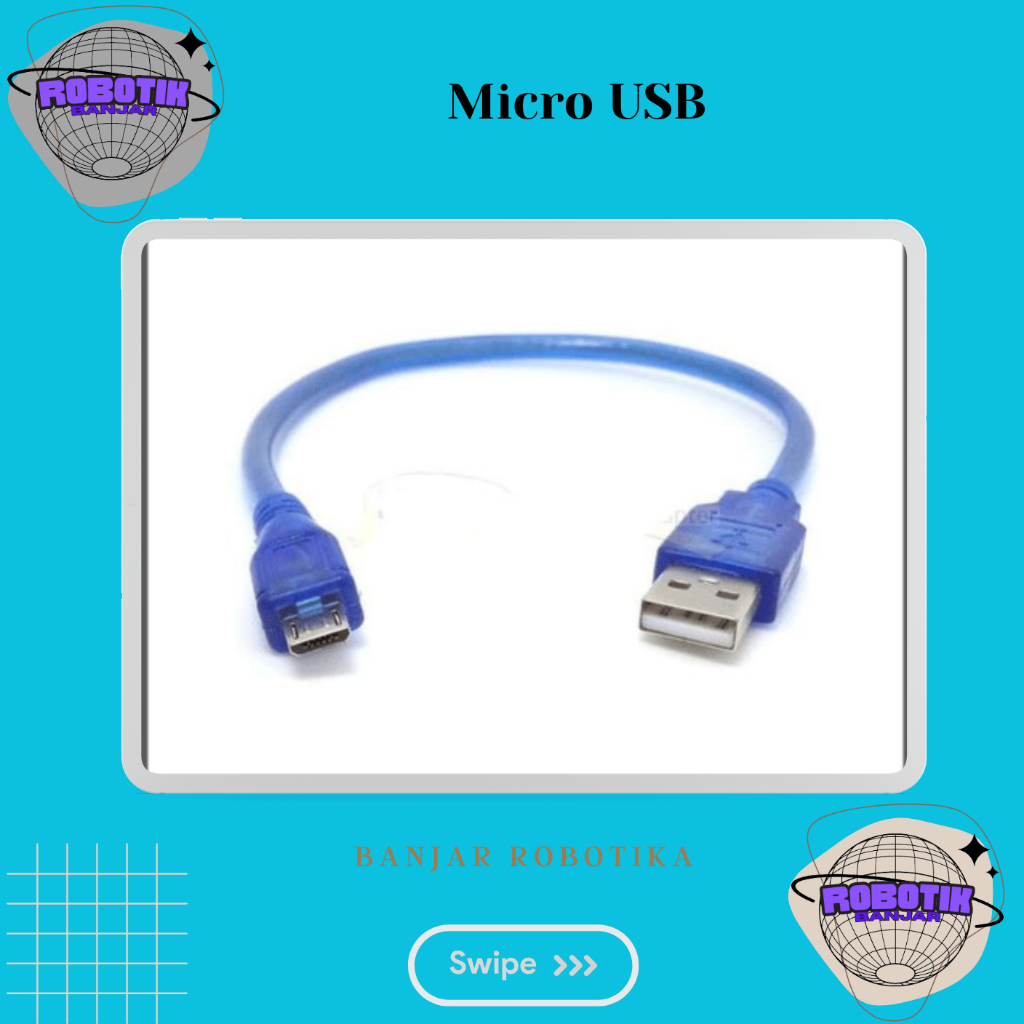 Jual Kabel Data MICRO USB Biru Cable Arduino Leonardo NodeMCU Wemos DUE ...