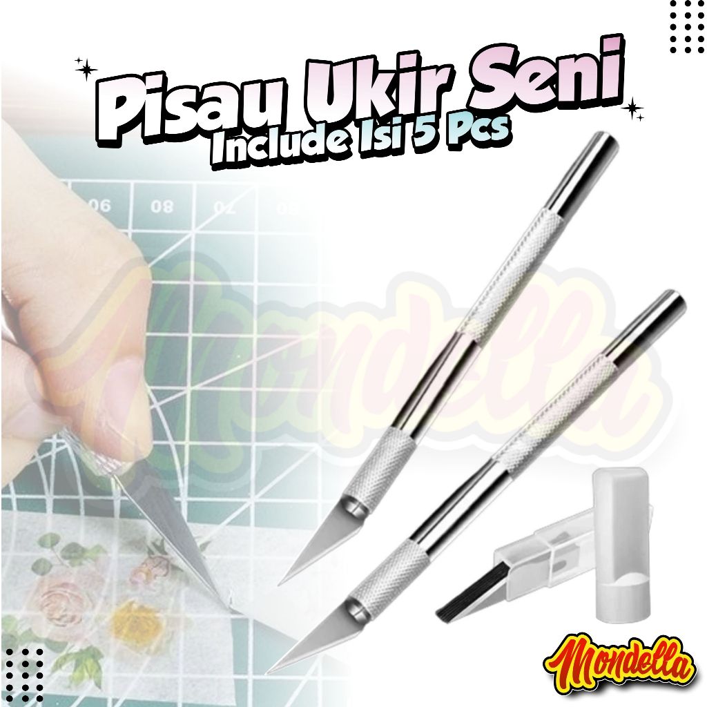 Jual Pisau Ukir Seni 5 isi Cutter Hobby Crafting Art Knife Metal Handle ...