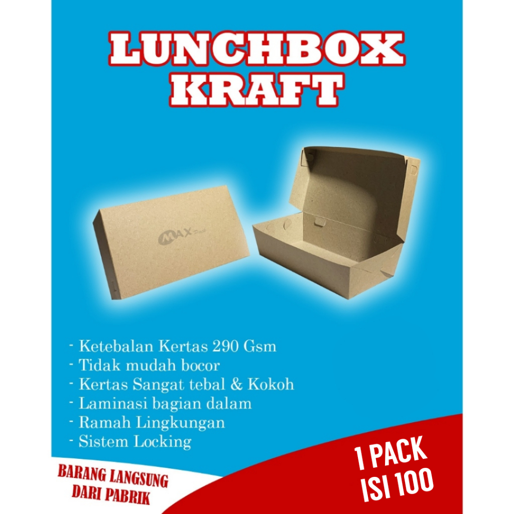 Jual Lunch Box Kraft Polos | Kotak Makan Kertas | Lunchbox Polos ...