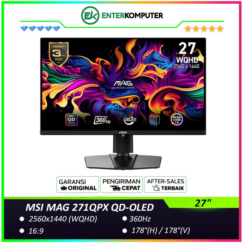Jual MSI MAG 271QPX QD-OLED E2 27" WQHD OLED 240Hz DisplayHDR400 Gaming ...