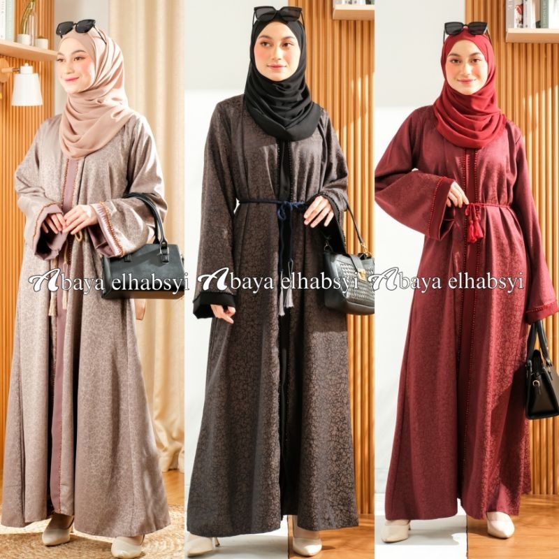 Exclusive New Abaya elhabsyi 1085 Jaguar Gamis Arab Hitam Bahan jet black