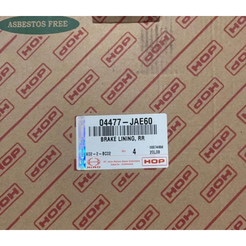 Jual BRAKE LINING 04477-JAE60 HOP KAMPAS REM BELAKANG HINO LOHAN / 500 ...