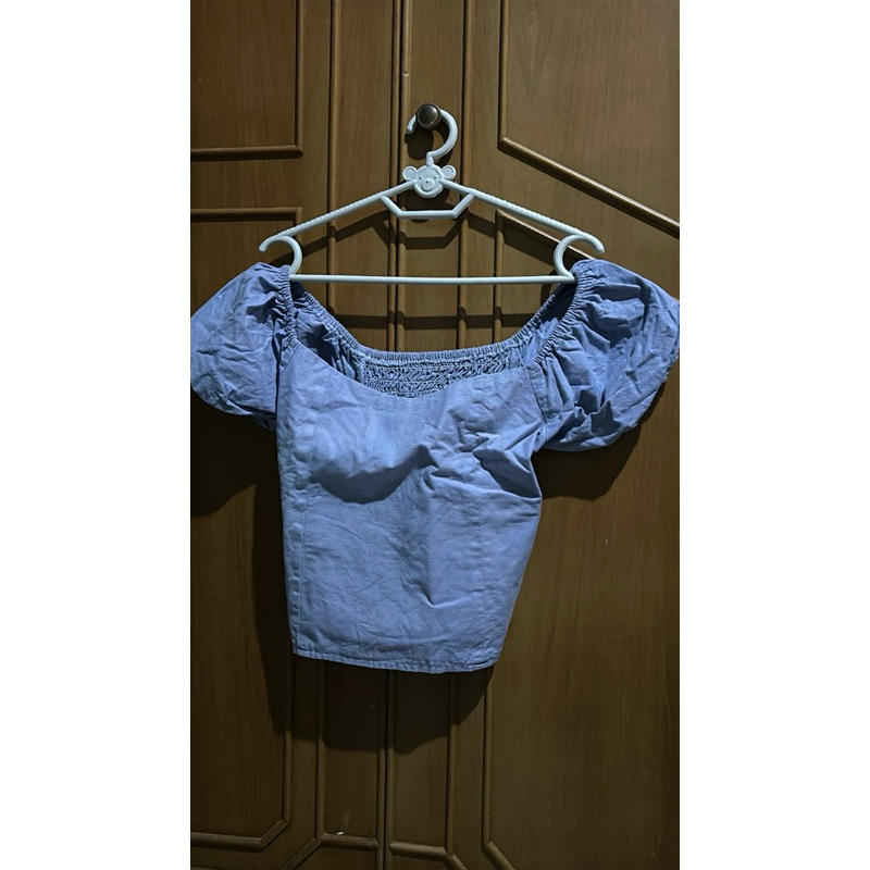 Jual crop top biru muda wanita prilopp | Shopee Indonesia
