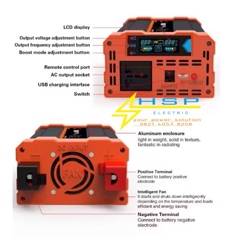 Jual INVERTER DC 48V-72V AUTO 2000W PURE SINE WAVE, V2L MOTOR/SEPEDA ...