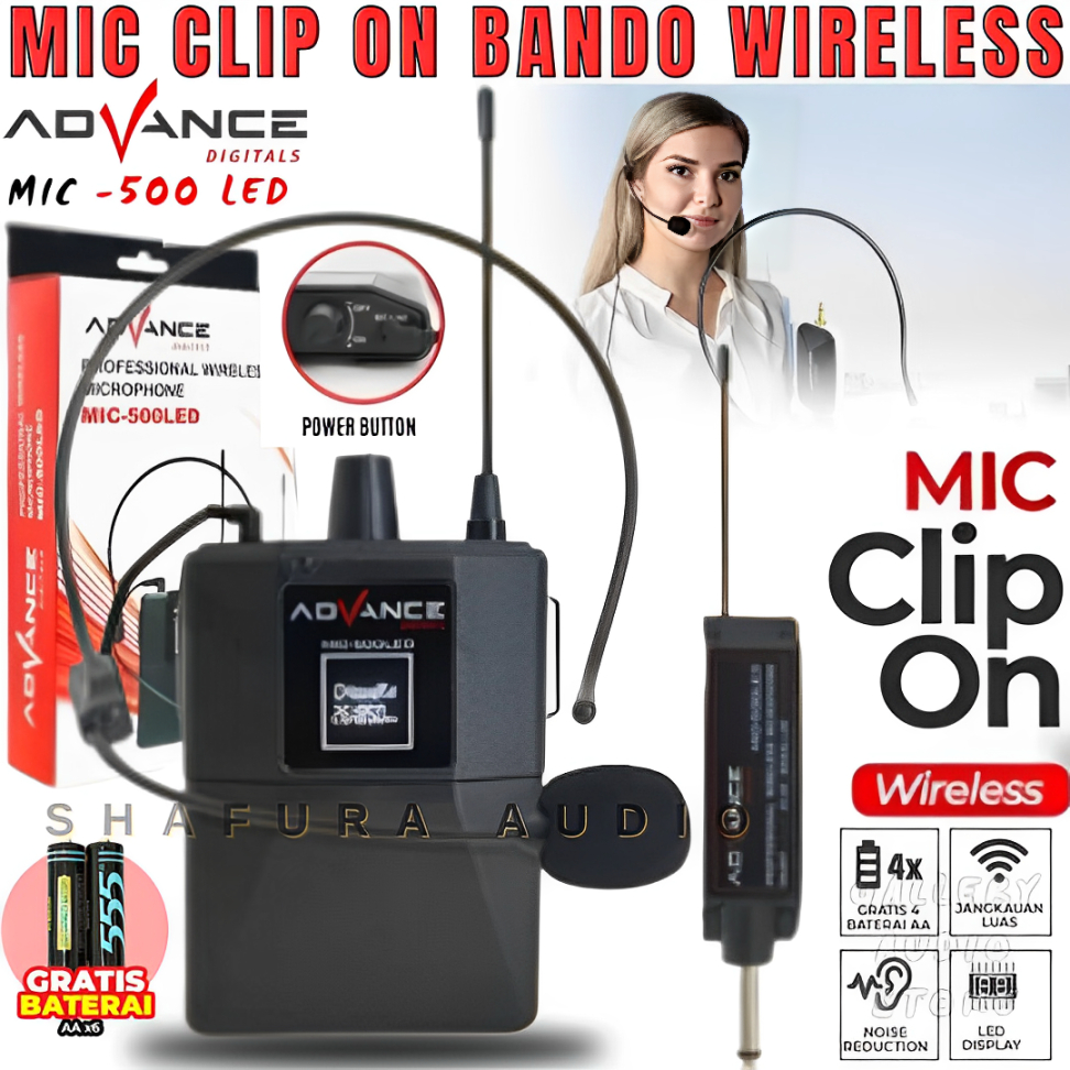 Jual Mic Bando Wireless Advance Mic-500 Led Mic Clip On / Microphone ...