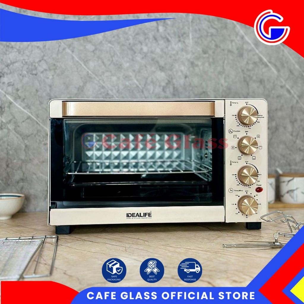 Oven Idealife 35L Original - Pemanggang Profesional 450W - Oven Low Watt Air Fryer Function