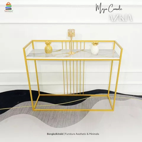 Meja Console Aesthetic Meja Hias Minimalis - MEJA AZKIA - Konsol Foyer Multiplek Marmer