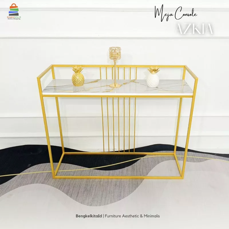Meja Console Aesthetic Meja Hias Minimalis - MEJA AZKIA - Konsol Foyer Multiplek Marmer